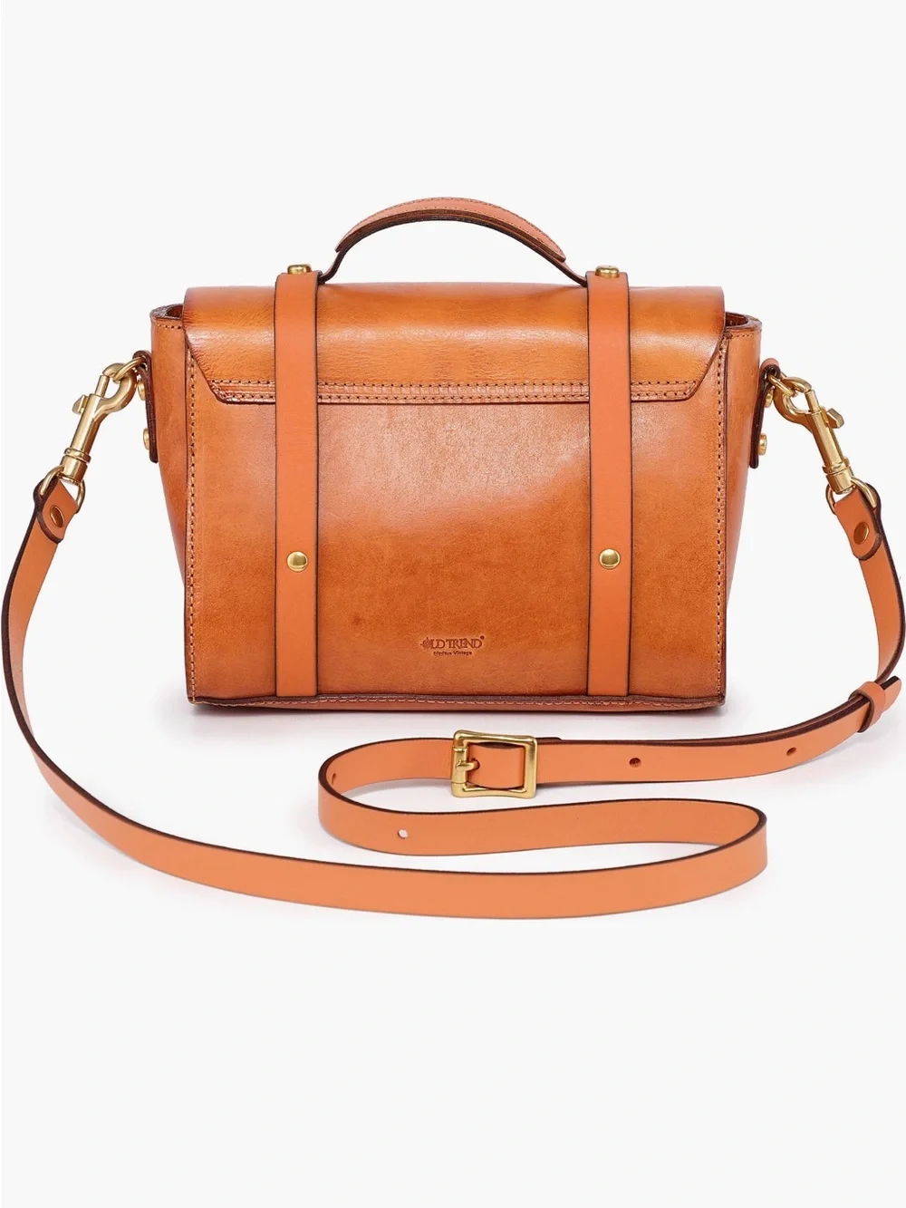 Classic Structured Crossbody Satchel in Caramel